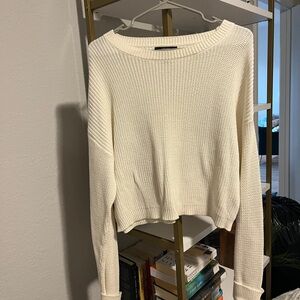 Forever 21 Cream Crew Neck Sweater with Ribbed Texture